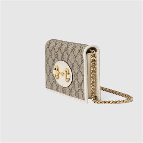 gucci horsebit 1955 wallet with chain white|Gucci Horsebit 1955 strap wallet.